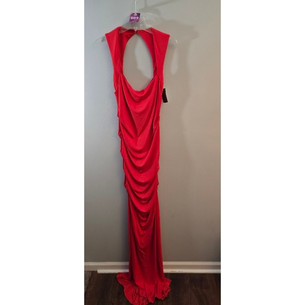 Nicole Miller Womens Maxi Gown Red Ruched Open Back Evening Wear Size 10 NEW